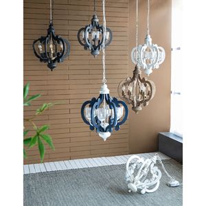 Lampadario a catena regolabile con ciondolo in legno da fattoria a 6 luci per soggiorno o ingresso-lampadina non inclusa - Product Image 6