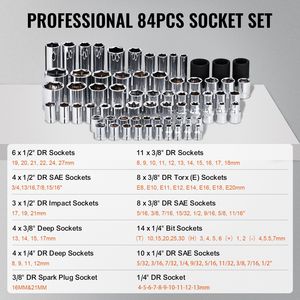 ชุดเครื่องมือกลไก121ชิ้นพร้อมซ็อกเก็ตไดรฟ์1/4 "3/8" 1/2 "รวมถึง SAE และเมตริก - Product Image 3