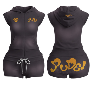Two Piece Quick Dry Casual Summer Distressing Embroidery <b>Knitted</b> Polyester/Cotton Sweatsuit Zip-Up Hoodie Shorts Jacket <b>Set</b> Men - Product Image 2