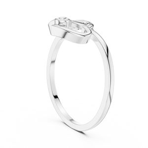 แหวนเพชรหัวใจคู่ ทองคำขาว 18K ประดับแบบ Bezel Set แหวนแห่งความรักสุดโรแมนติกสำหรับผู้หญิง - Product Image 4