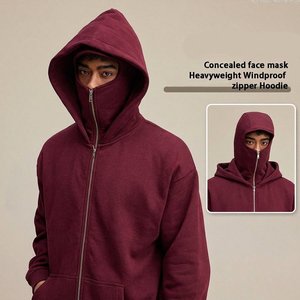 Sweat-shirt à capuche intégral avec logo personnalisé pour homme, collection streetwear d'hiver, double capuche, couleur unie, mode urbaine, décontracté - Product Image 3