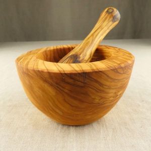 Juego profesional de mortero y pilón de madera, diseño duradero para chefs y cocina casera, para moler especias y hierbas - Product Image 6