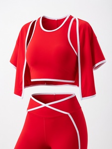 ชุดโยคะ 3 ชิ้นสำหรับผู้หญิง แบบไร้ตะเข็บ ยืดหยุ่นสูง แห้งเร็ว เหมาะสำหรับออกกำลังกาย วิ่ง เล่นกีฬา ฟิตเนส เสื้อผ้าผู้หญิง - Product Image 5