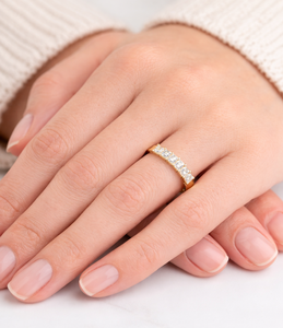 แหวนแต่งงานเพชรแล็บรับรองโดย IGI แหวนครึ่งวงกลมแบบเจ้าหญิง แหวนเพชรแล็บสำหรับวันครบรอบ แหวนทองคำแท้ 14K 18K - Product Image 6