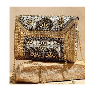 กระเป๋าแมสเซ็นเจอร์สไตล์โบฮีเมียนโมเสคสไตล์อินเดียกระเป๋าคลัทช์โลหะหรูหรากระเป๋าถือแฮนด์เมดสำหรับงานแต่งงานสไตล์โบฮีเมียนของผู้หญิงขายส่ง - Product Image 6