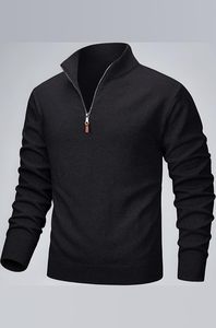 Suéter de Felpa de Algodón Ecológico para Hombre, Cuello Alto con Cierre de Cremallera, Estampado, Estilo Deportivo Casual para Invierno - Product Image 3