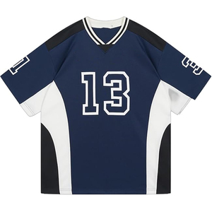 เสื้อฟุตบอลตาข่ายแบบกำหนดเอง คอวีทรงโอเวอร์ไซส์ สไตล์เรโทร พิมพ์ลายดิจิตอลแบบระเหิด พร้อมโลโก้ ชื่อ และหมายเลข ผู้ผลิต - Product Image 3