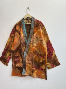 Vintage Kantha Quilted Jacket Tie Dye Handmade Boho Short Kimono Jacket - Product Image 6