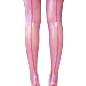 Collants roses opaques pour femmes, longueur intégrale, sans couture, tricotés en spandex et polyester, collants tendance pour toutes les saisons, usage quotidien - Product Image 4