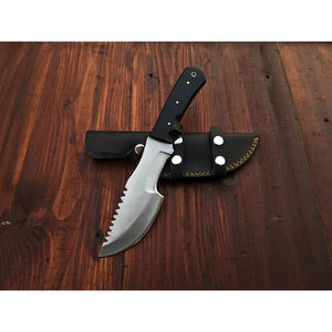 มีดแทรคเกอร์ Burraq OEM DIY ทำมือ ขนาด 12 นิ้ว เหล็ก D2 ด้ามไมคาร์ต้า ลายตอกแบบ Hammered Texture พร้อมปลอกหนัง - Product Image 2