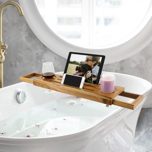 Wooden Bathtub <b>Caddy</b> <b>Bath</b> <b>Tray</b> for Tub Rectangle Minimalist Style Non-Slip Bathtub Rack for Bathroom Accessory, Spa Gift - Product Image 6