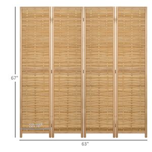 Divisorio per Stanza in Bambù Artigianale Traslucido Alto a 4 Pannelli Pieghevole per Casa e Ufficio - Product Image 3
