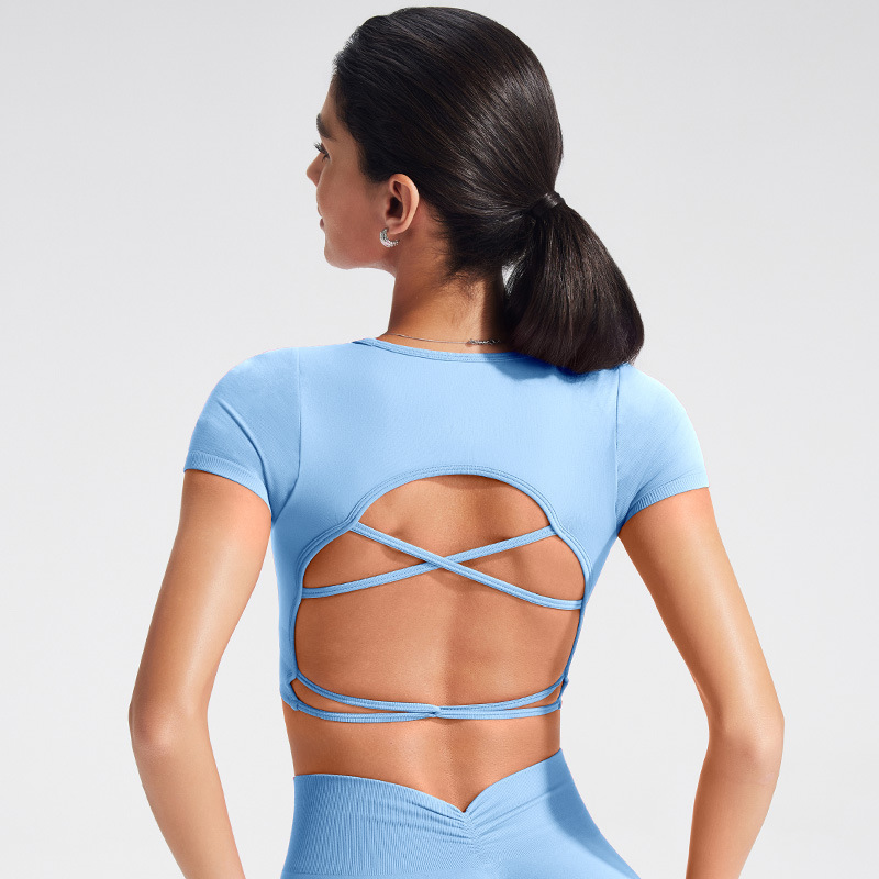 Women's Yoga Short Sleeve Top Quick Dry Breathable Seamless Stretch Slim Fit Gym Workout Activewear T Shirt