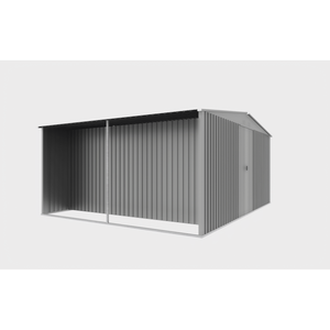 Nuovo Capanno da Esterno 4x3,3 m Grigio, Multiuso in Metallo per Attrezzi e Legna da Ardere - Product Image 6