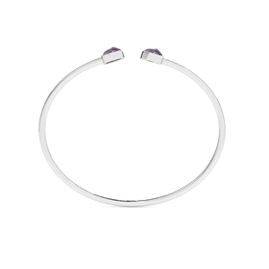 925 Sterling Silver Trendy Adjustable Twister <b>Bracelet</b> with <b>Amethyst</b> Rough Shape for Women's Gift - Product Image 4