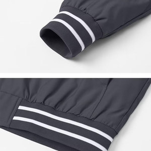 Chaqueta Bomber Gris Oscuro para Hombre, Cierre de Cremallera, Cuello Mao, Corte Regular Informal, Material Viscosa/Poliéster, Resistente al Viento - Product Image 6