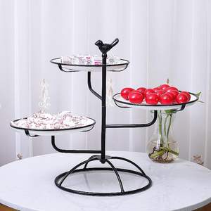 Aluminium <b>Rotating</b> Multi Layer <b>Cake</b> <b>Stand</b> Creative Dessert Display Cupcake <b>Stand</b> with Ceramic Pastry Tray for Tea Party - Product Image 2
