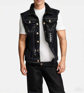 Chaleco Vaquero Transpirable de Diseño Único para Hombre, Estilo Casual sin Mangas, Ropa de Calle - Product Image 1