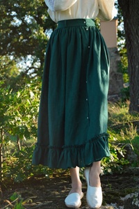 Jupe longue boutonnée à encolure croisée avec poches, respirante et écologique, taille naturelle pour femme - Product Image 3