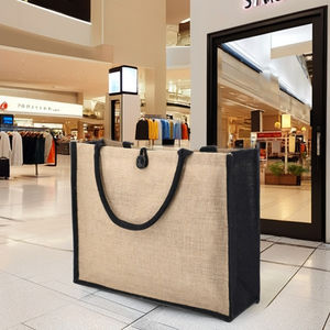 Bolsas de compras reutilizables de supermercado hechas de yute natural, bolsas personalizadas para tiendas, mercados y centros comerciales - Product Image 5