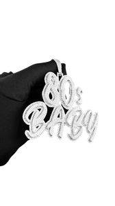 Colgantes y dijes de joyería fina de lujo de plata de ley 925 con moissanita, estilo hip hop, personalizados, de alta calidad, para bebés de los años 80 - Product Image 1