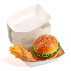 Heavy Duty Food Grade Paper Boats for Fast Food and Cafe Serving 6x10 inch Food <b>Trays</b> Popcorn <b>Chips</b> and Finger Foods Snack <b>Trays</b> - Product Image 1
