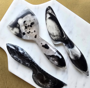 Marble Pattern Resin <b>Cheese</b> <b>Knife</b> <b>Set</b> Food Grade White Swirl Dishwasher Safe Eco-Friendly Butter Spreader <b>Cheese</b> Cutting Tools - Product Image 3