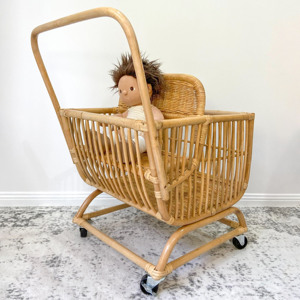 Carrito de compras de ratán para niños con ruedas, carrito de supermercado de alta calidad, juguete a precio económico, carritos de mercado. - Product Image 3