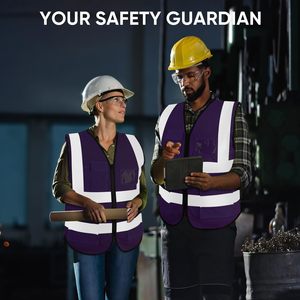 Safety Apparel Reflective Safety Vests for Men Women High Visibility Vest with Pockets Mesh Fabric <b>Construction</b> Neon <b>Work</b> Vest - Product Image 5