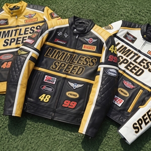 Veste de moto en cuir véritable style motard avec motifs de patchs, coupe-vent, veste en cuir de motard unisexe, manteau en cuir de moto - Product Image 4