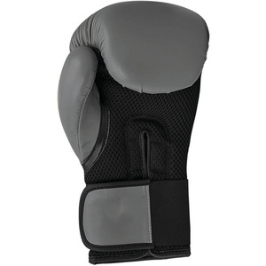 Gants d'entraînement de boxe professionnels en cuir véritable, respirants, avec fermeture Velcro, équipement de sparring pour adultes, gris et noir - Product Image 2