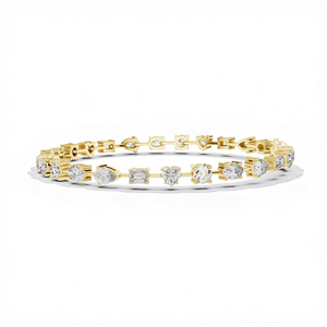 Bracelet tennis tendance en diamants de laboratoire à taille mixte, en or jaune 18 carats, idéal pour offrir, pour les fêtes, les mariages, le quotidien ou le bureau, pour femme. - Product Image 1