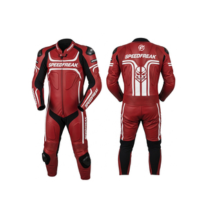 ชุดแข่งรถมอเตอร์ไซค์ Speedfreak สีแดง หนังแท้ แขนยาว กันน้ำ สำหรับผู้ชาย ทุกฤดู - Product Image 3
