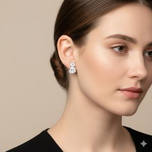 Nouveauté : Boucles d'oreilles en forme de cœur avec diamants cultivés en laboratoire, bicolores, en or pur 14 carats, cadeau élégant, cadeau d'anniversaire - Product Image 2