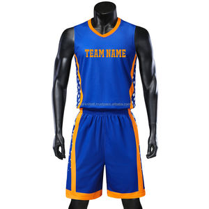 Ensemble de maillots et shorts de basketball pour hommes, personnalisable avec nom et numéro, respirant, anti-humidité, protection UV, imprimé par transfert thermique, grandes tailles - Product Image 1