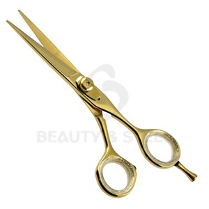 Ciseaux de coiffure professionnels en or avec lame fine, bord convexe tranchant, ciseaux de barbier pour un coiffage de précision - Product Image 2