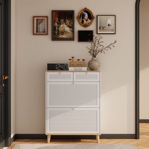 Scarpiera a 2 ante autoportante con 2 cassetti, organizer e porta scarpe stretto per ingresso, design con ante a ribalta - Product Image 6