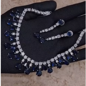 Fashionable Premium Quality <b>Silver</b> Plated Classic Designer <b>Necklace</b> <b>Set</b> with Earrings for Wedding Party Function Wear Collection - Product Image 3