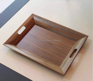 Plateaux de service décoratifs élégants en bois, plateau de petit-déjeuner multifonctionnel en bois, plateau de service en bois d'acacia - Product Image 4