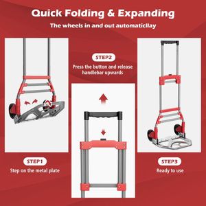 Carrello Pieghevole con Manico Telescopico e Ruote, Portatile per Carrelli e Trolley - Product Image 2