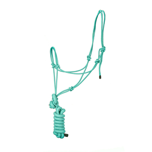 Sea Green 4 Knot Stiff Polyester Horse Training Rope <b>Halter</b> with 10 Feet Matching Lead Rope Adjustable Durable OEM Bulk - Product Image 5