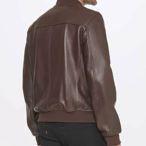 Nouvelle arrivée : veste bomber en cuir pour homme, veste en cuir de haute qualité pour homme avec fourrure sur le col, produit phare : veste en cuir pour homme - Product Image 3