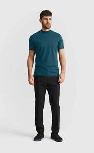 Camiseta de Cuello Redondo Color Verde Azulado para Hombre, Estilo Casual de Manga Corta, Tejido de Poliéster/Algodón, Estilo Urbano Básico de Verano, Secado Rápido y Transpirable - Product Image 4