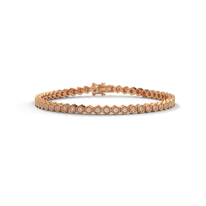 Pulsera de tenis con diamantes chapada en oro de 18 quilates, pulsera de eslabones hexagonales para mujer, para aniversario o uso diario - Product Image 1