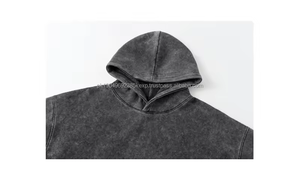 Custom Unisex Blank Plain Fleece Oversized 400g heavyweight Pullover Hoodie para Hombres Stone Wash Sudaderas con capucha desgastadas - Product Image 2