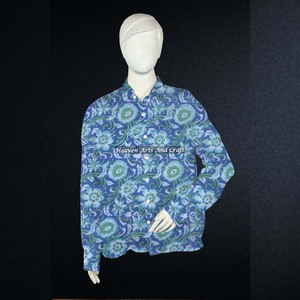 Casual Regular Sleeve Printed <b>Women</b> <b>Shirt</b> Full <b>Shirt</b> Hand Block Printed Casual Wear Full Kurti Style <b>Shirt</b> For <b>Women</b> - Product Image 3