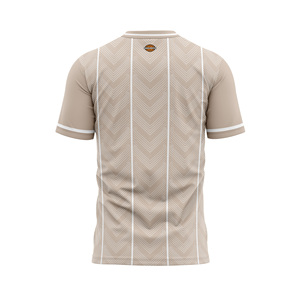 Camiseta Deportiva Sublimada Personalizada a Rayas Beige para Hombre, 100% Poliéster, Secado Rápido, Transpirable, con Nombre y Número del Equipo - Product Image 2