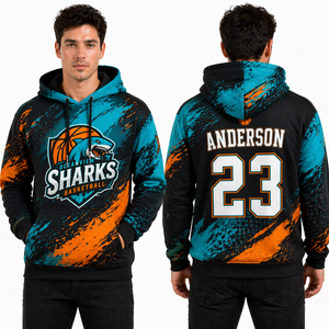 Sudadera con Capucha de Baloncesto Sublimada Premium para Hombre, Sudadera Deportiva Transpirable Personalizada para Equipos, Fabricante OEM - Product Image 5