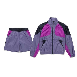 Unisex Lightweight Nylon Windbreaker Fitness <b>Jacket</b> with Zipper Printed Outdoor Summer Short Set for Men & <b>Women</b> - Product Image 5