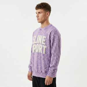 Urban Sportswear Drop Shoulder Pullover Premium Acid Wash Crewneck <b>Graphic</b> Print Sweater Heavyweight Vintage Fabric <b>Jumper</b> - Product Image 3